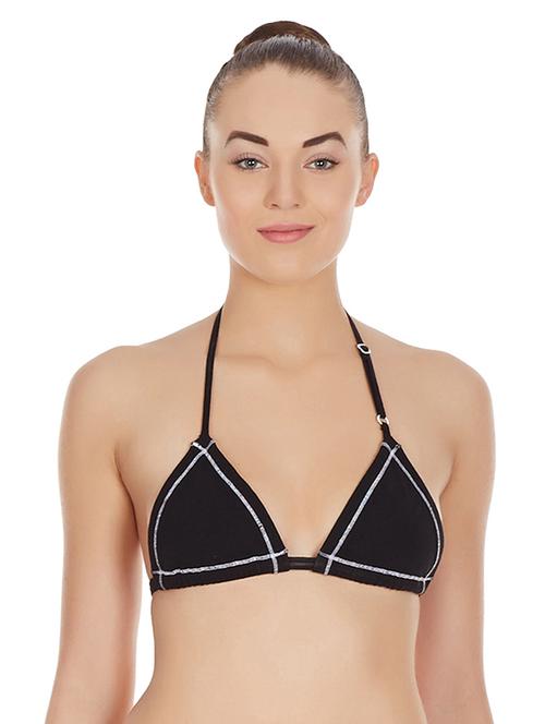 black halter neck solid bra - 17068195 - Standard Image - 1