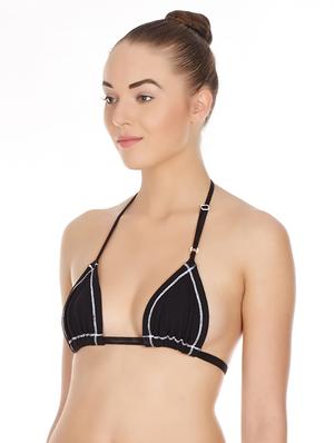 black halter neck solid bra - 17068195 - Standard Image - 2