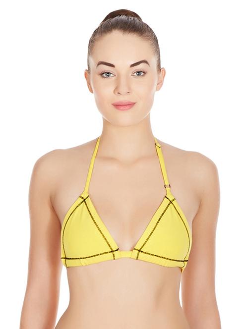 yellow halter neck solid bra - 17068196 - Standard Image - 1