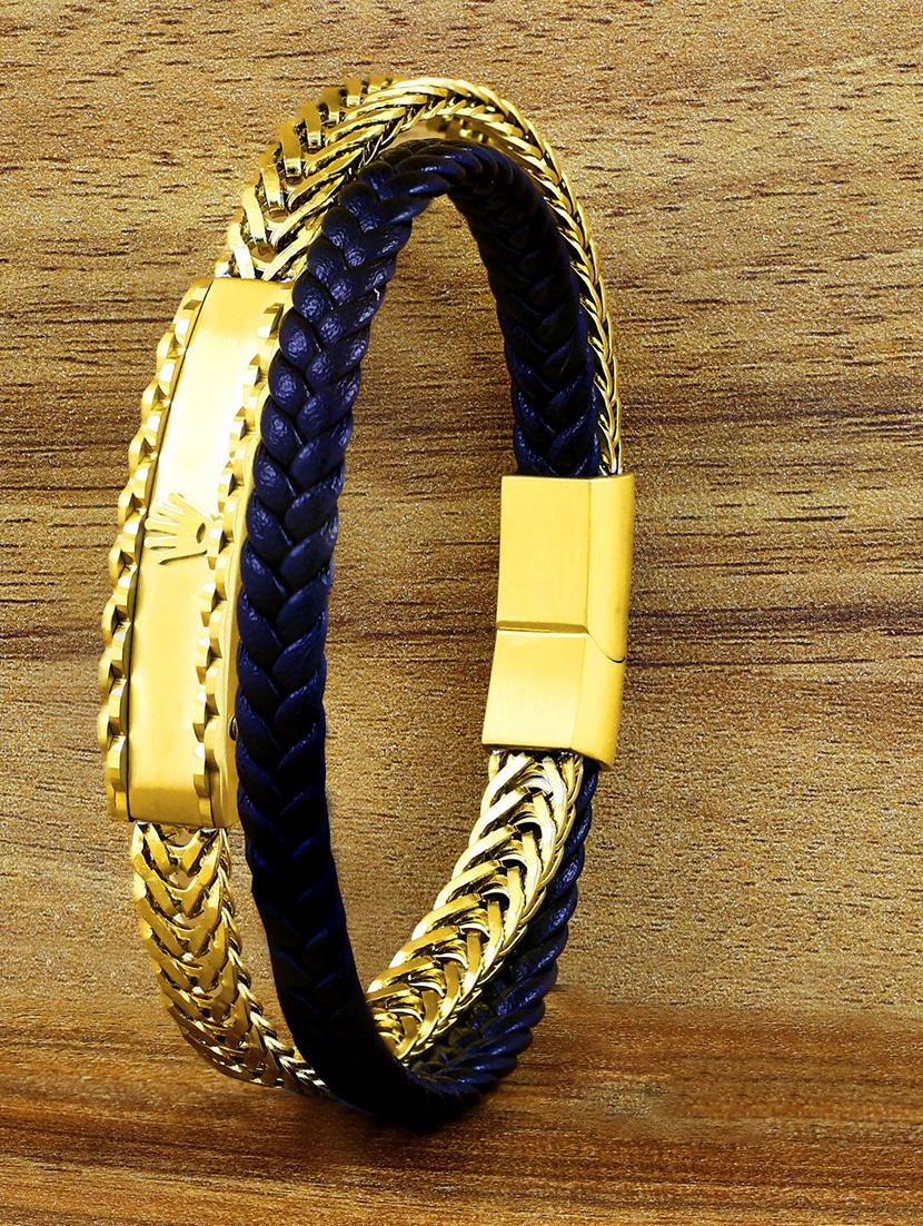 gold, black leather bracelet - 17068751 - Zoom Image - 1