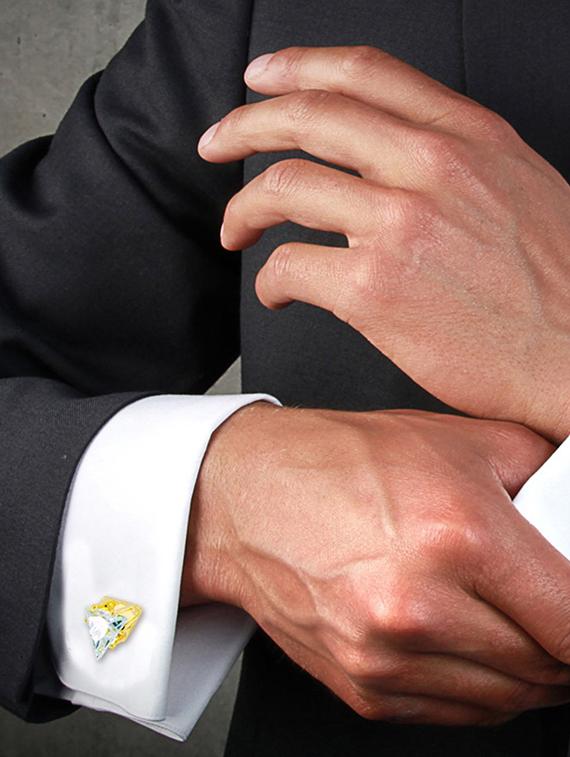 gold metal cufflinks - 17068874 - Zoom Image - 4