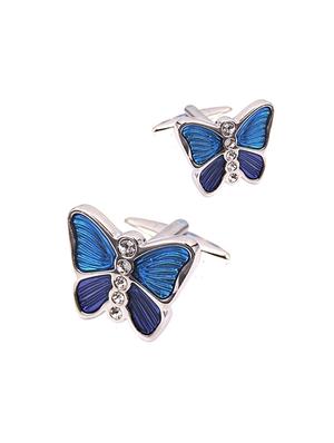 blue, silver metal cufflinks - 17068907 - Standard Image - 2