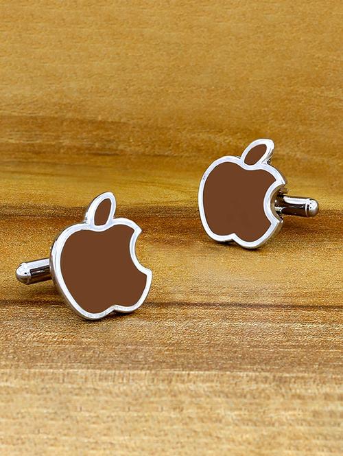 brown, silver metal cufflinks - 17068914 - Standard Image - 1