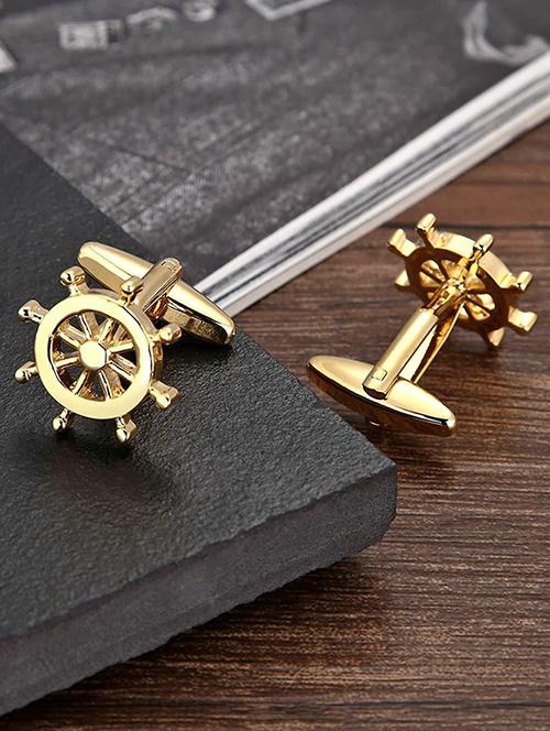gold metal cufflinks - 17068918 - Standard Image - 1