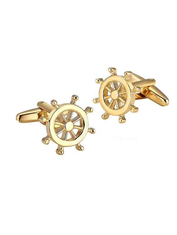 gold metal cufflinks - 17068918 - Zoom Image - 3