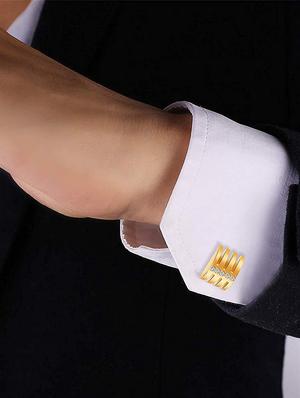 gold metal cufflinks - 17068921 - Standard Image - 3