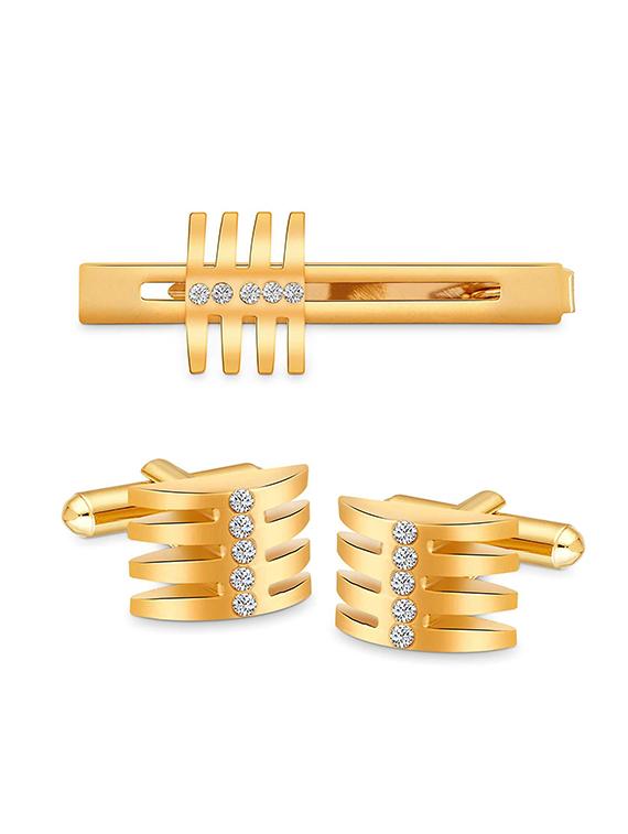 gold metal cufflinks - 17068921 - Zoom Image - 2
