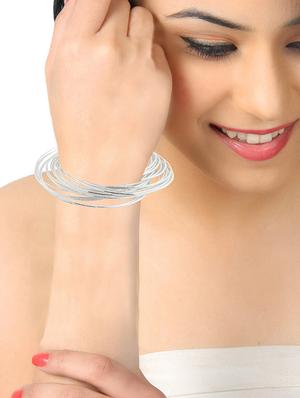 silver brass bangle - 17069280 - Standard Image - 3