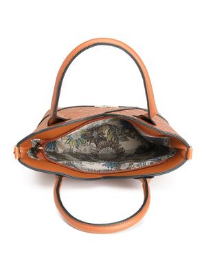 tan leatherette (pu) combo handbag - 17069434 - Standard Image - 3