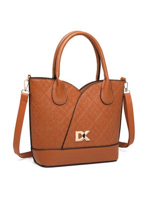 tan leatherette (pu) combo handbag - 17069434 - Standard Image - 5