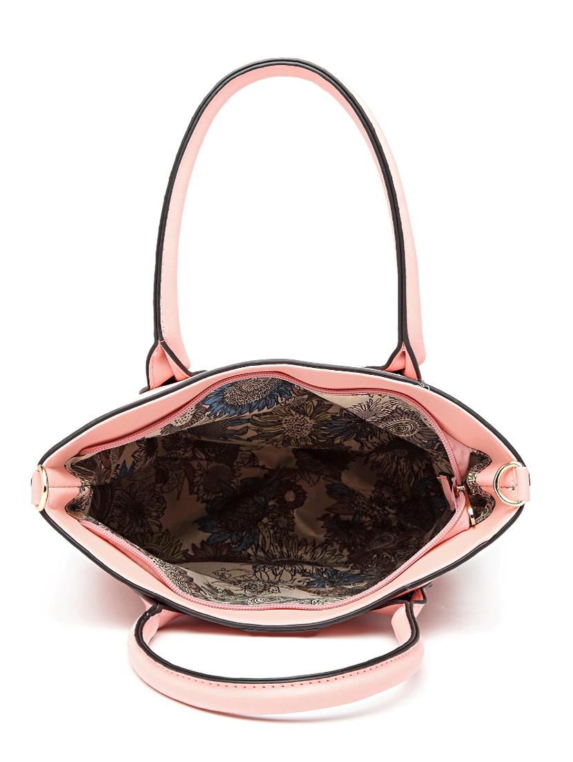 pink leatherette (pu) combo handbag - 17069498 - Zoom Image - 3