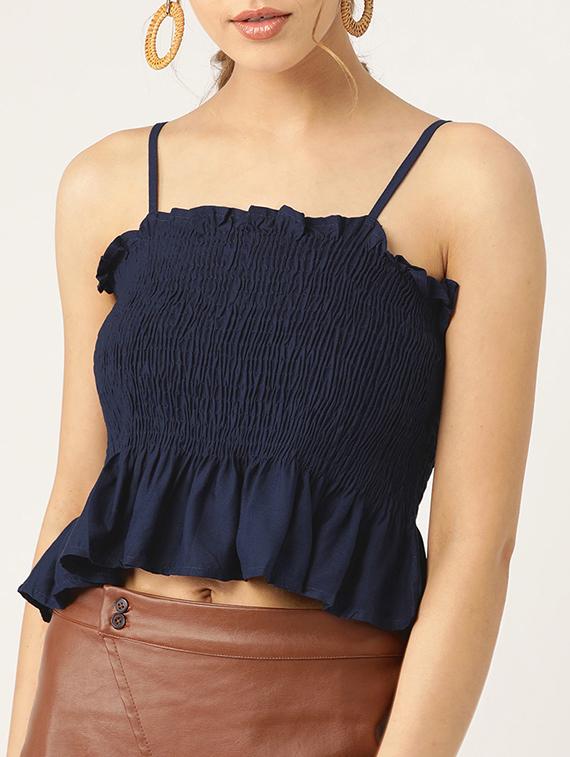 smocked detail peplum crop top - 17071927 - Zoom Image - 5