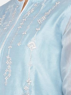 embroidered chanderi a-line kurta - 17072298 - Standard Image - 4
