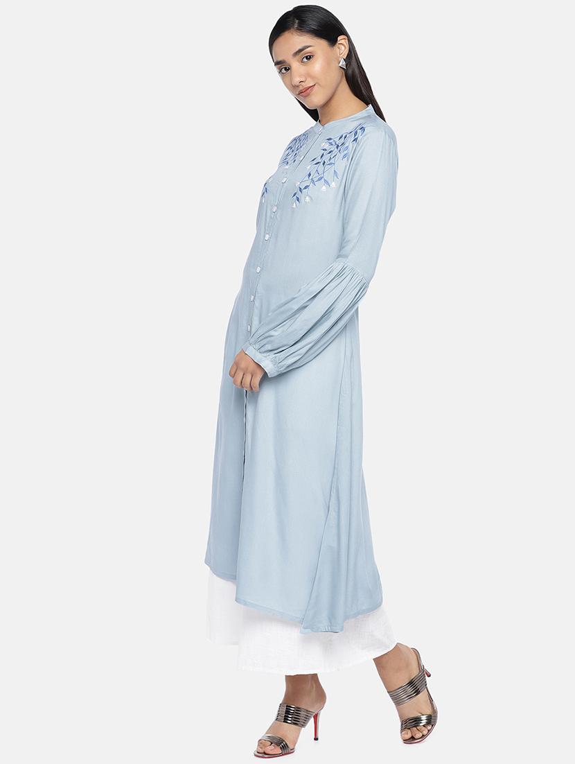 embroidered a-line kurta - 17072300 - Zoom Image - 2