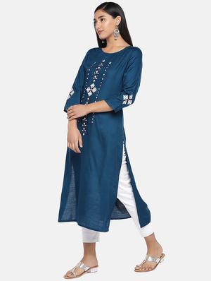 embroidered straight kurta - 17072317 - Standard Image - 2