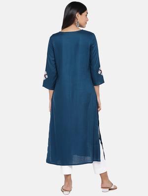 embroidered straight kurta - 17072317 - Standard Image - 3