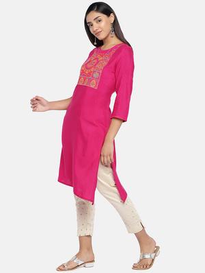 embroidered straight kurta - 17072339 - Standard Image - 2