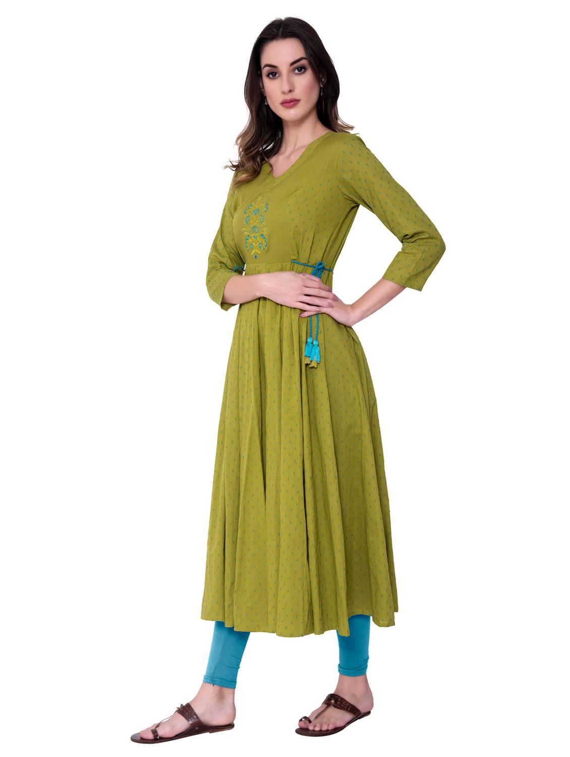 embroidered flared kurta - 17072375 - Zoom Image - 2