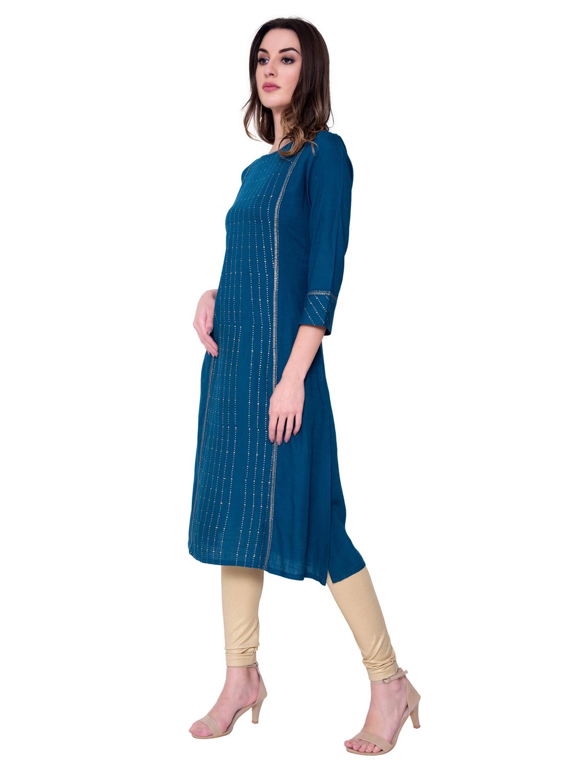 embroidered straight kurta - 17072377 - Zoom Image - 2