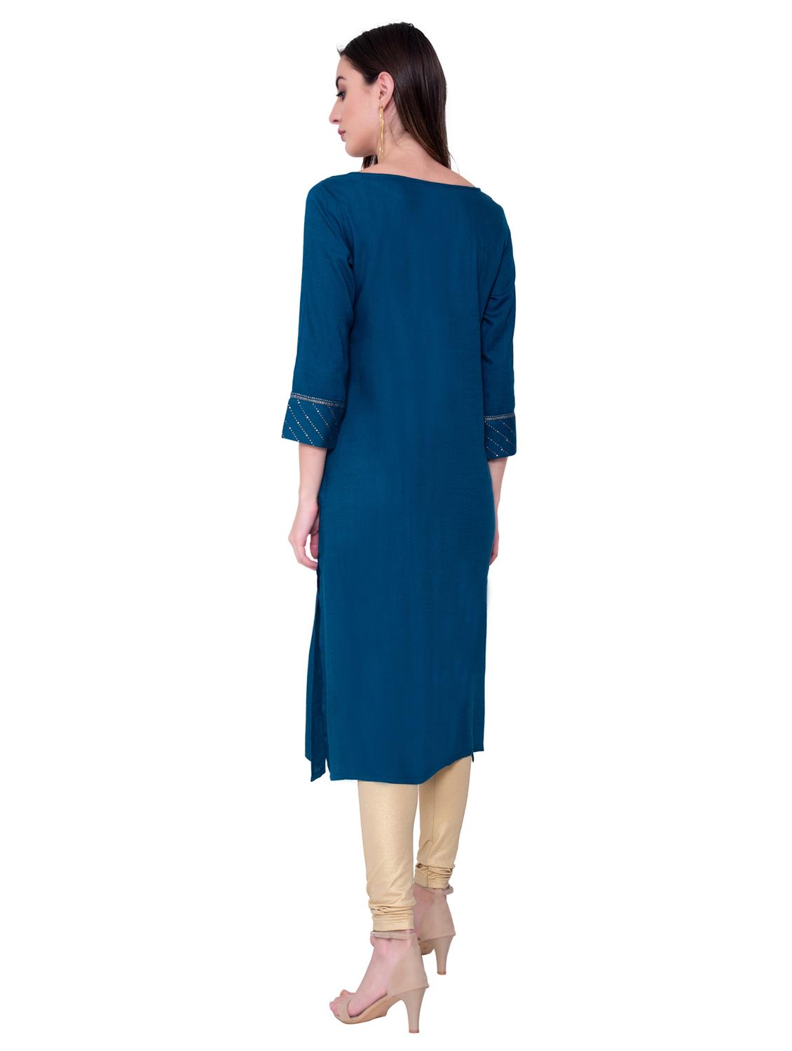 embroidered straight kurta - 17072377 - Zoom Image - 3