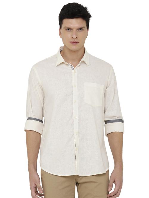 beige linen casual shirt - 17073597 - Very Small Image - 1