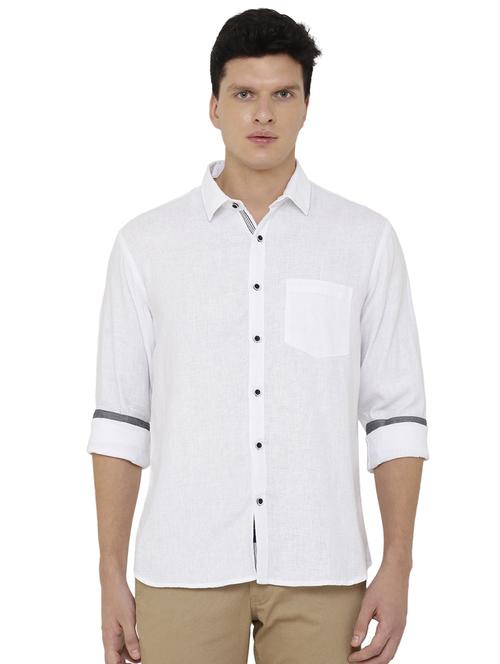 white linen casual shirt - 17073636 - Very Small Image - 1
