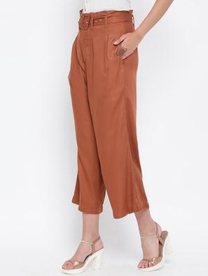 paper bag waist wide leg trouser - 17074081 - Standard Image - 2