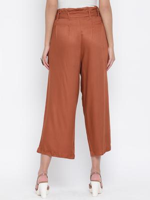 paper bag waist wide leg trouser - 17074081 - Standard Image - 3