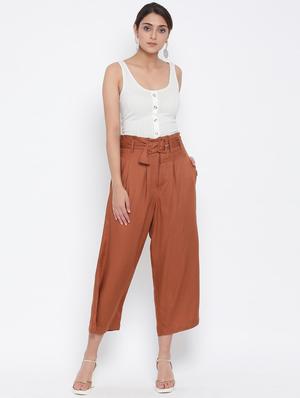 paper bag waist wide leg trouser - 17074081 - Standard Image - 4