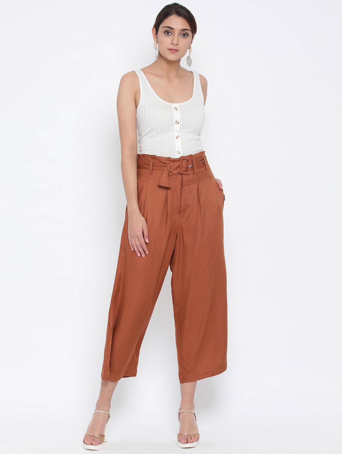 paper bag waist wide leg trouser - 17074081 - Zoom Image - 4