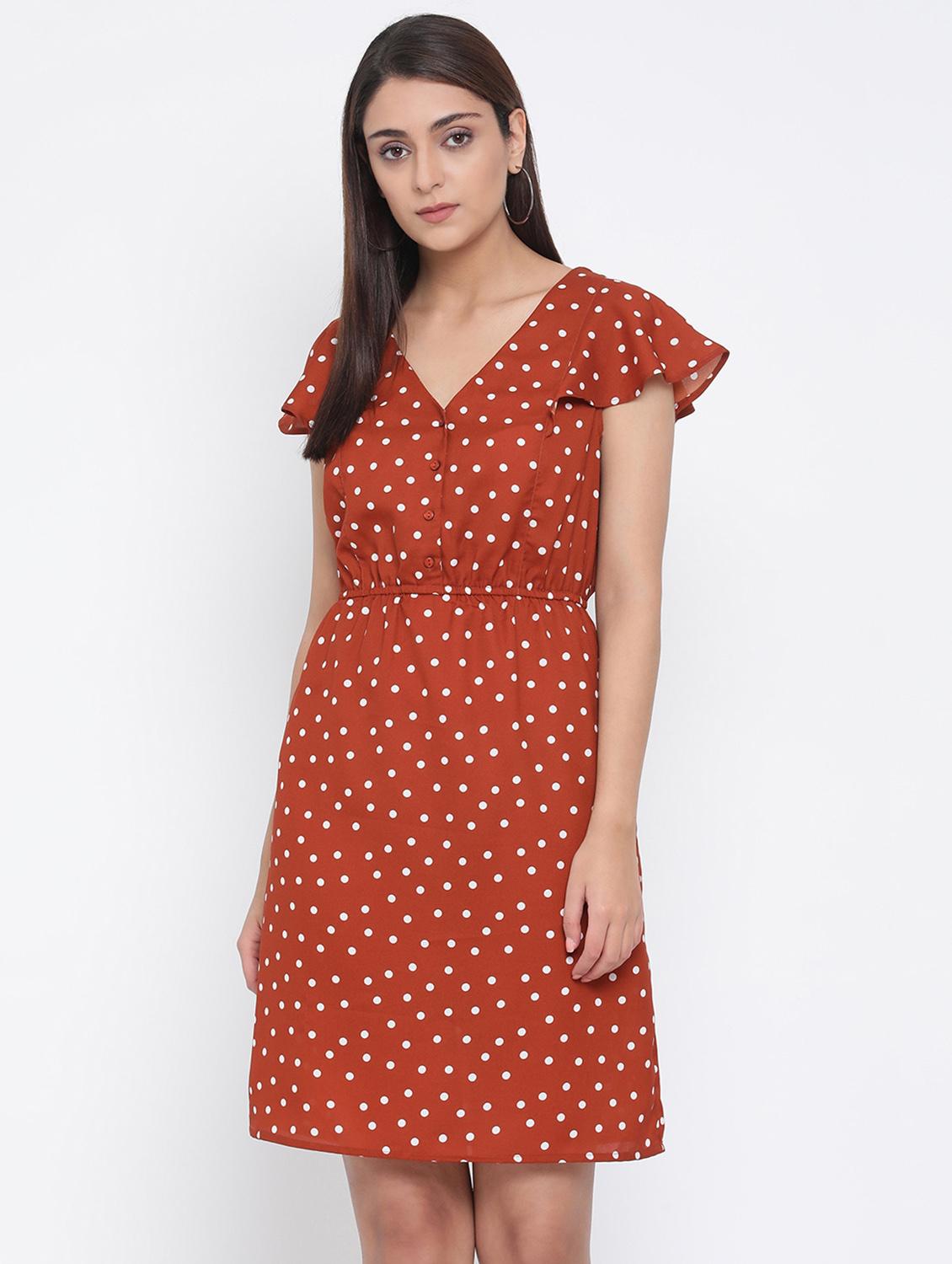 v neck polka dot dress - 17074091 - Zoom Image - 1