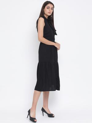 tie up neck button-up a-line dress - 17074092 - Standard Image - 2