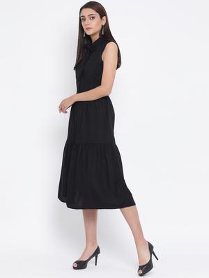 tie up neck button-up a-line dress - 17074092 - Standard Image - 3