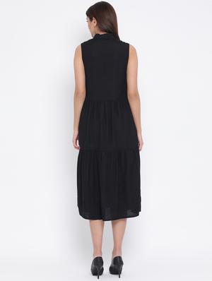 tie up neck button-up a-line dress - 17074092 - Standard Image - 4