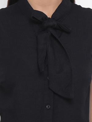 tie up neck button-up a-line dress - 17074092 - Standard Image - 5