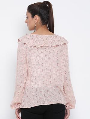 ruffle neck printed top - 17074109 - Standard Image - 3