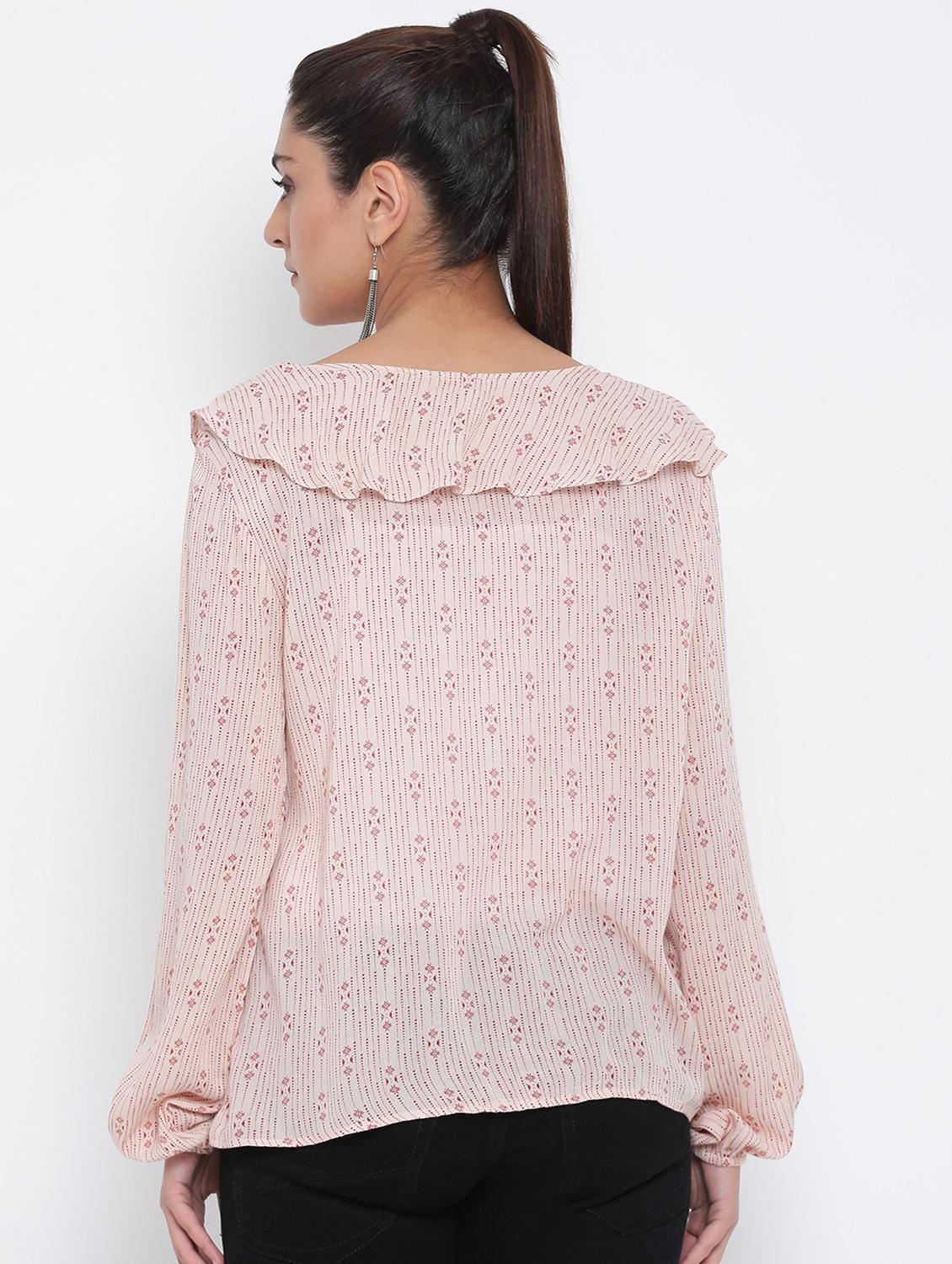 ruffle neck printed top - 17074109 - Zoom Image - 3