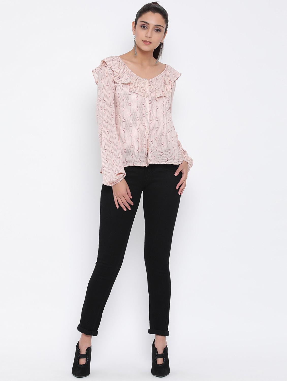 ruffle neck printed top - 17074109 - Zoom Image - 4