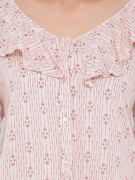ruffle neck printed top - 17074109 - Zoom Image - 5