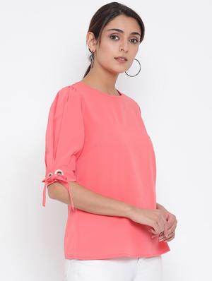 eyelet knot sleeves solid top - 17074112 - Standard Image - 2
