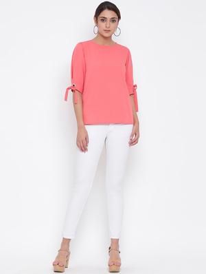 eyelet knot sleeves solid top - 17074112 - Standard Image - 4