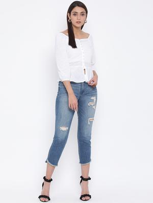 boat neck schiffli peplum top - 17074134 - Standard Image - 4