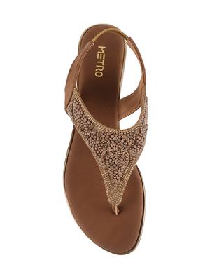 gold back strap sandals - 17074459 - Standard Image - 4