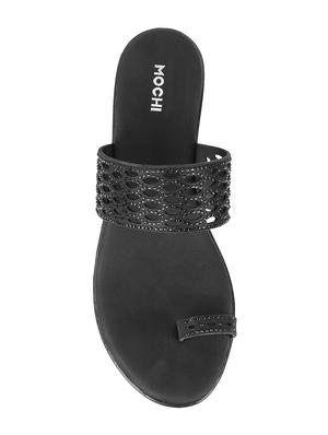 black one toe wedges - 17074844 - Standard Image - 4