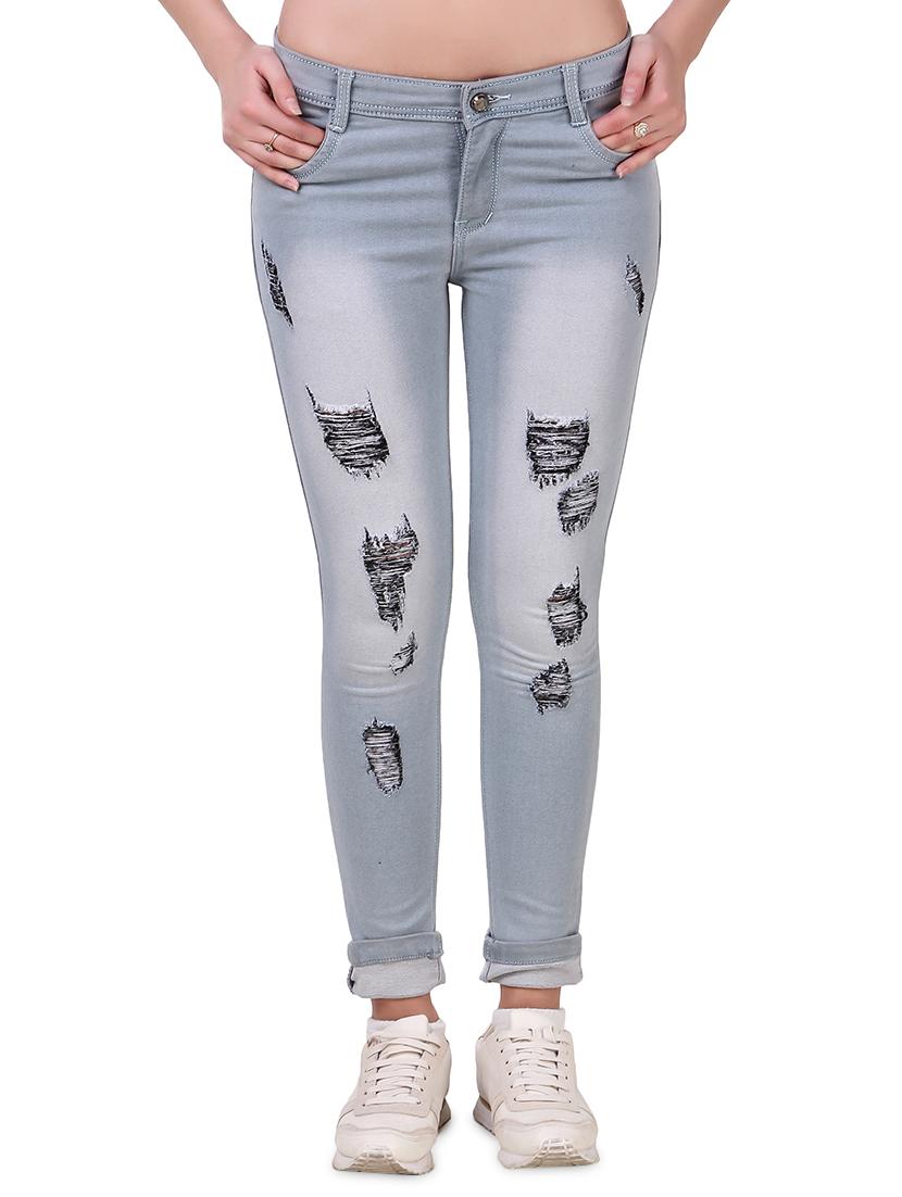 mid rise distressed jeans - 17075772 - Zoom Image - 1