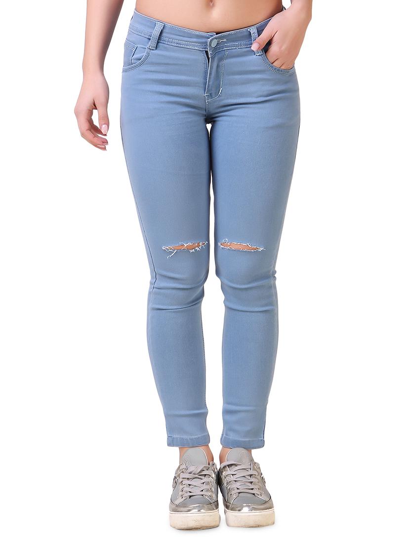 mid rise knee slit jeans - 17075816 - Zoom Image - 1