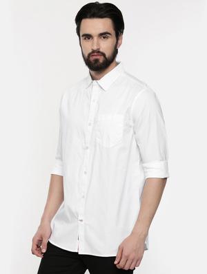 white solid casual shirt - 17076461 - Standard Image - 2