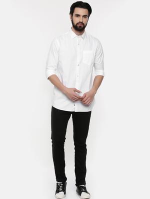 white solid casual shirt - 17076461 - Standard Image - 4