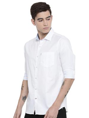white solid casual shirt - 17076468 - Standard Image - 2