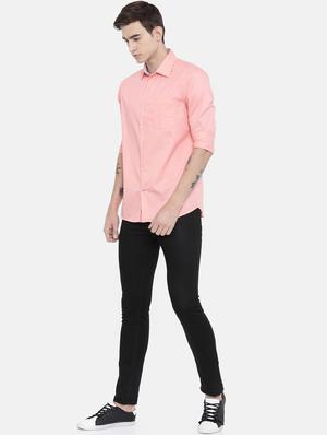 peach solid casual shirt - 17076469 - Standard Image - 4